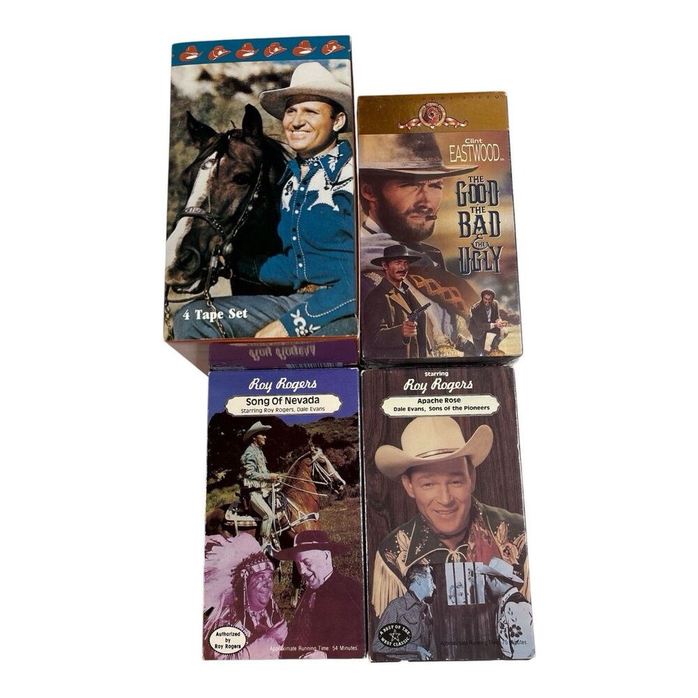 Old Westerns VHS Movies Lot Of 4 -7 Movies Gene Autry Roy Roger’s Clint Eastwood